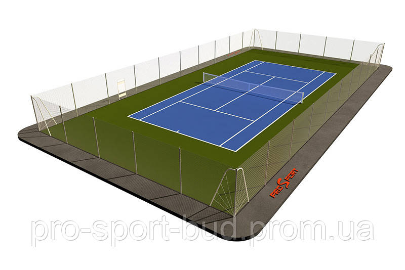 Строительство теннисного поля под ключ Теннисный корт 18х36 Покрытие Искусственная трава 15 мм - фото 4 - id-p1630020528