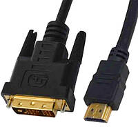Шнур HDMI, штекер HDMI - штекер DVI, "позолоченный", с фильтрами, Ø6мм, 3м, в блистере, COMP
