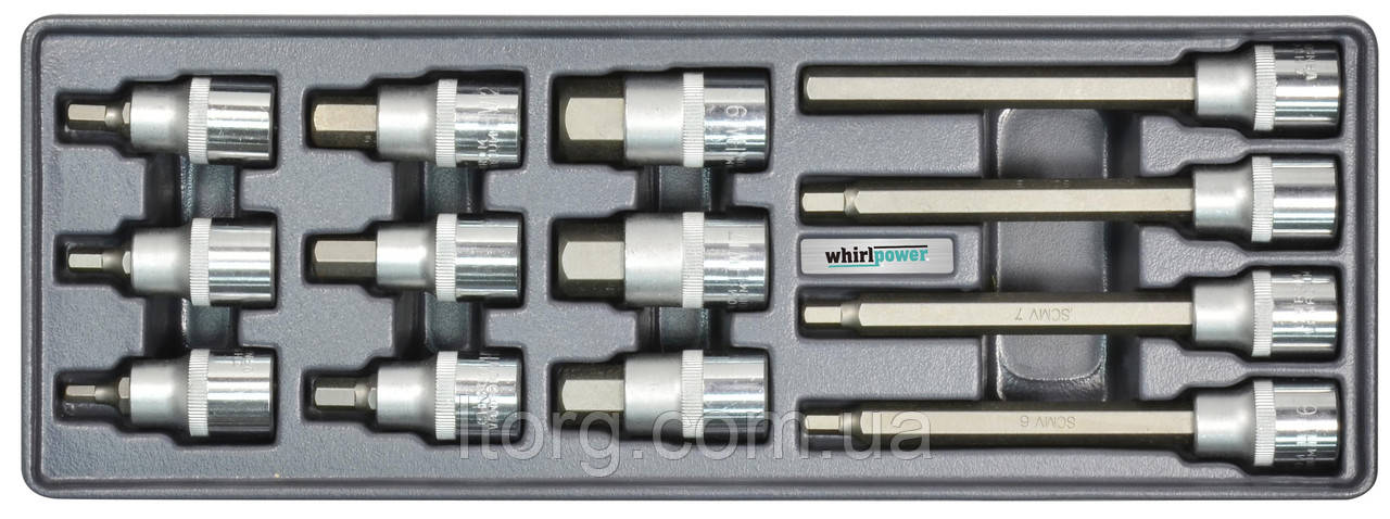 Whirlpower Набір головок зі вставкою Hex 5-19мм 1/2" 13од ложемент