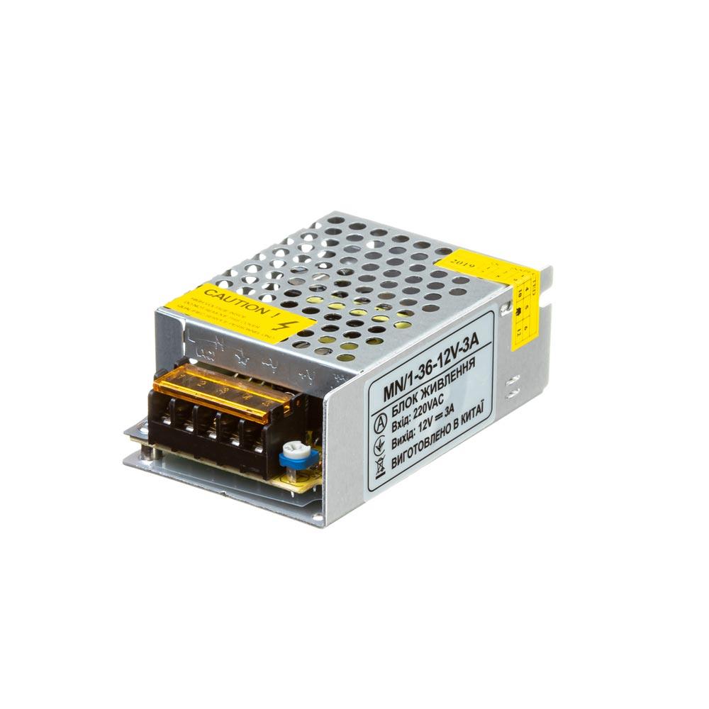 Блок живлення 12V, 36W, 3А, металевий корпус, IP20, MN