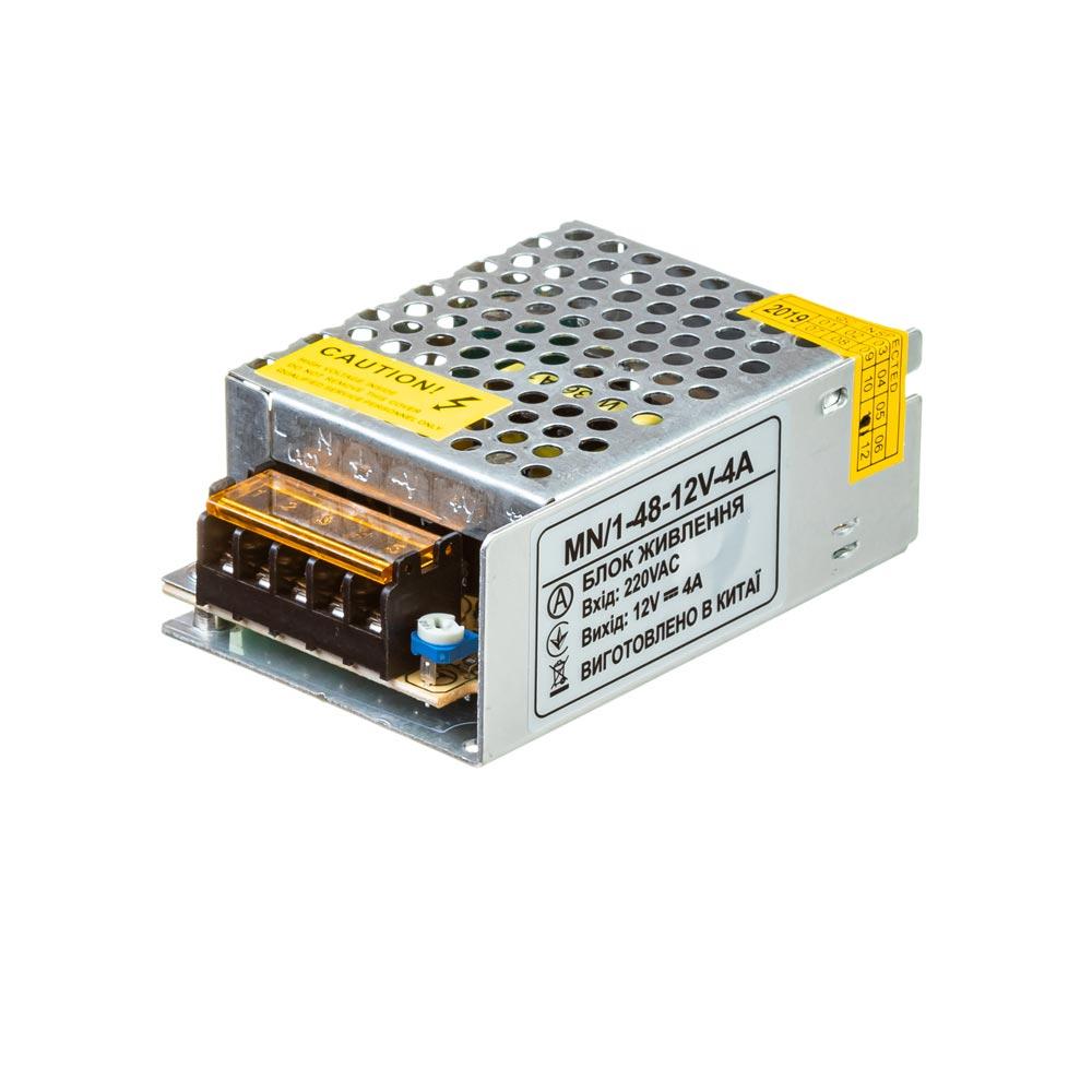 Блок живлення 12V, 48W, 4А, металевий корпус, IP20, MN