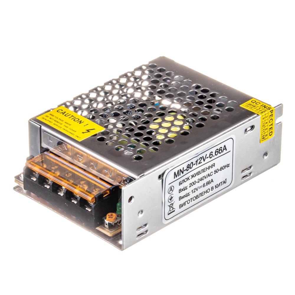 Блок живлення 12V, 80W, 6.6А, металевий корпус, IP20, MN