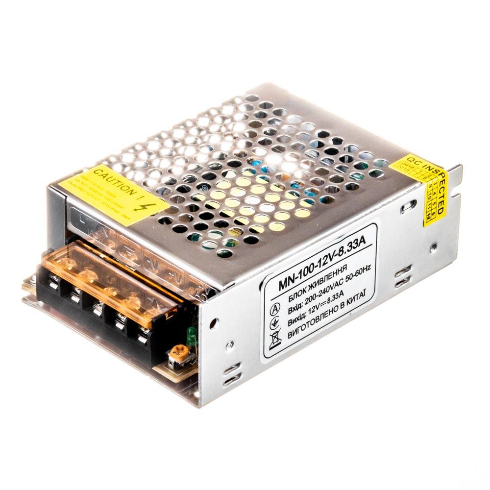 Блок живлення 12V, 100W, 8.33А, металевий корпус, IP20, MN