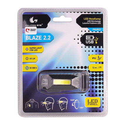 Ліхтар налобний Falcon Eye Blaze 2.2 (60 Lm) USB Rechargeable (FHL0023), фото 3