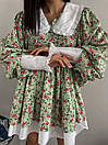 Пишне плаття c білим комірцем і под'юбніком у квітковому принті з манжетами на рукавах (р. S-L) 5032320, фото 7
