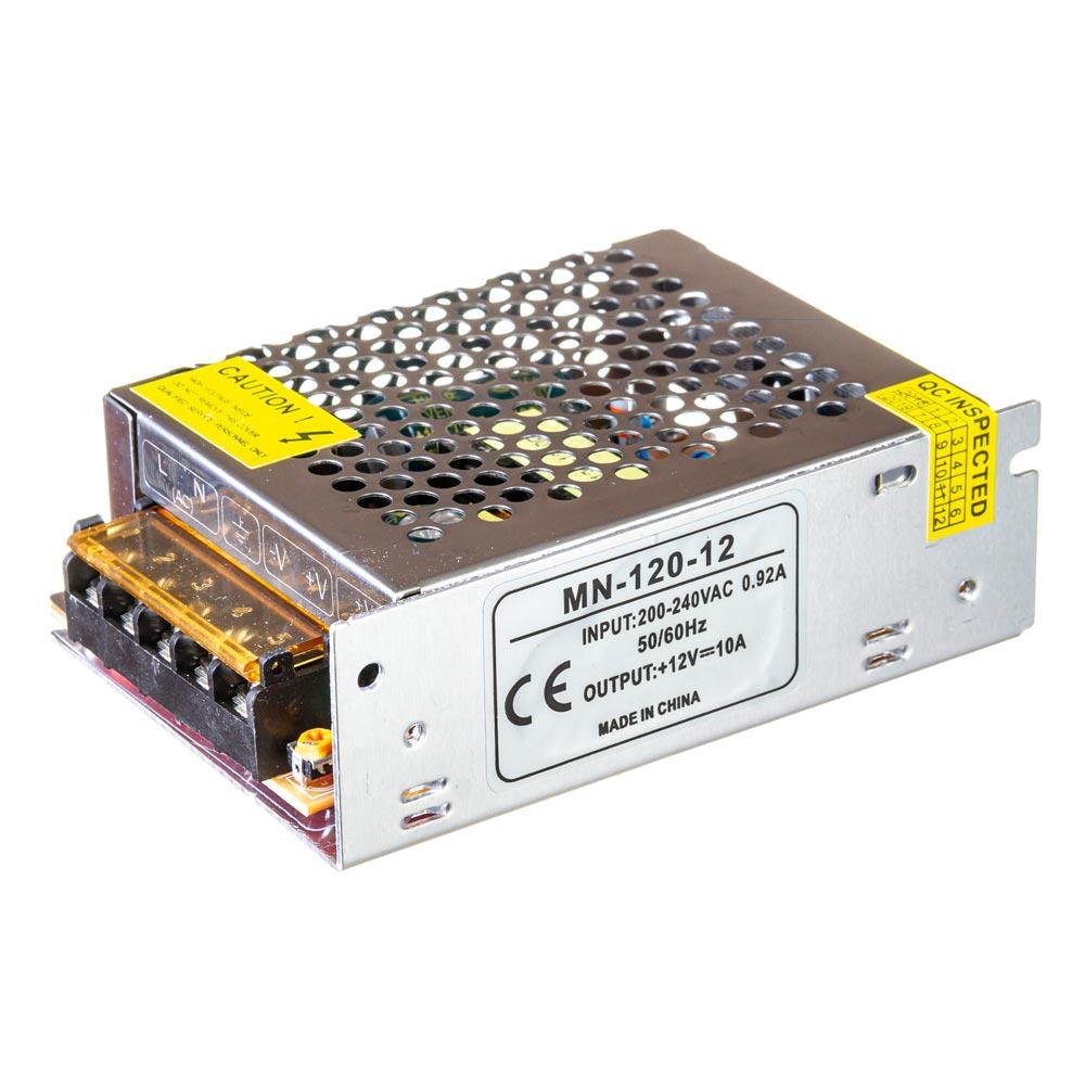 Блок живлення 12V, 120W, 10А, металевий корпус, IP20, MN