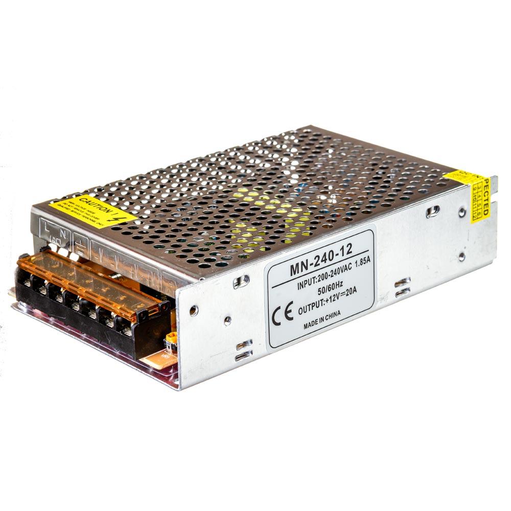 Блок живлення 12V, 240W, 20А, металевий корпус, IP20, MN