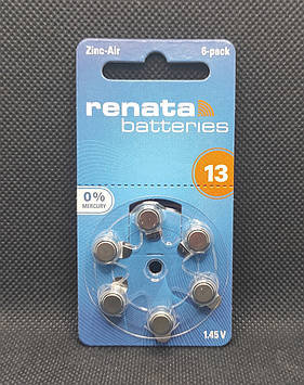 Батарейки Renata ZA13 для слухових апаратів (6 шт)
