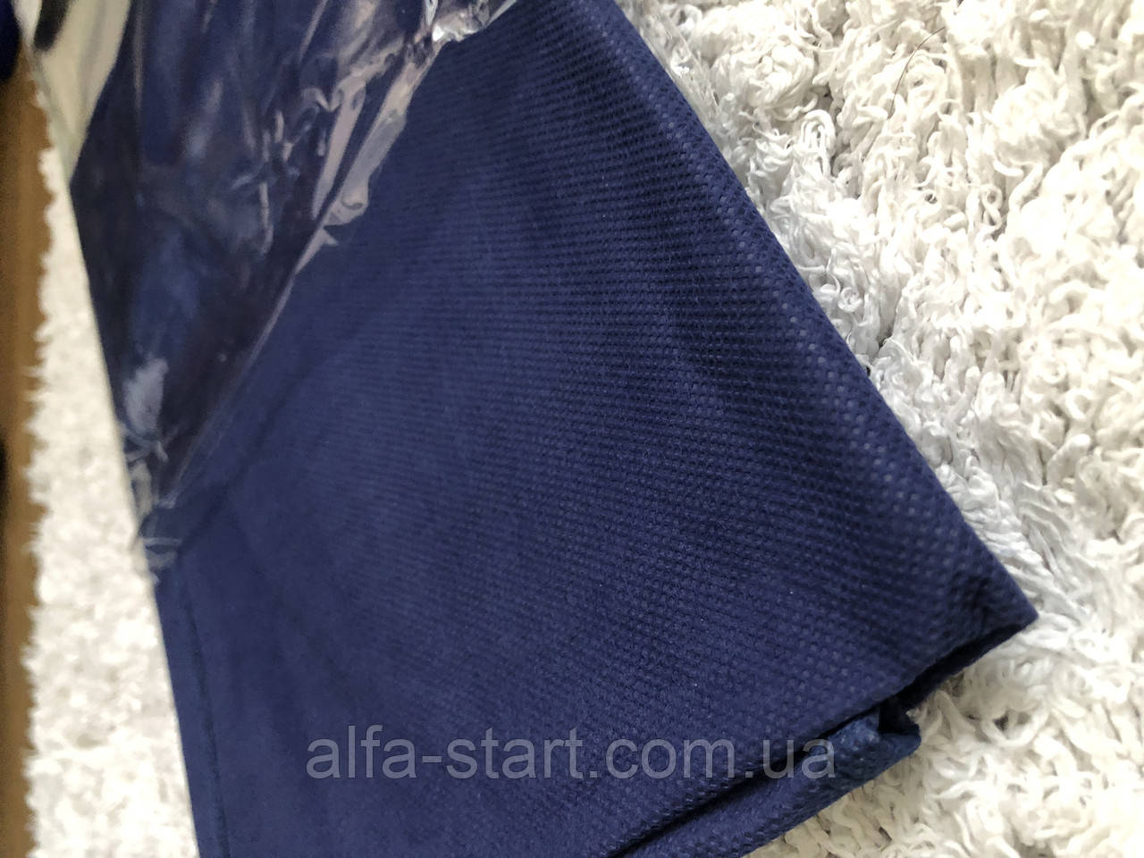 Синій флізеліновий чохол для одягу 60/90 см зі змійкою для зберігання одягу