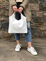 Женская минималистическая кожаная сумка, цвета в ассортименте Белый
