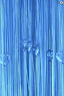 Штори-нитки «Блакитний» 3х3м -- однотонний + стеклярус