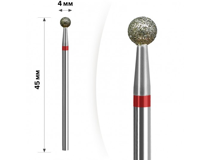 Фреза алмазна MART червона куля діаметр 4 мм, фото 1