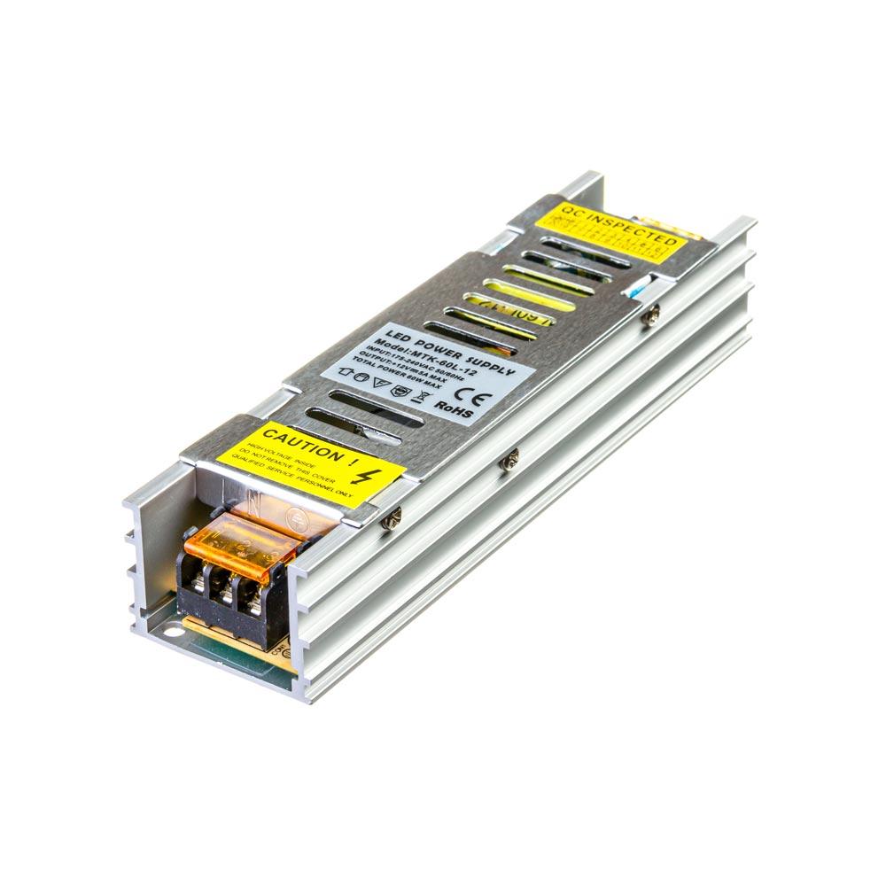 Блок живлення 12V, 60W, 5А, металевий корпус, IP20, LONG