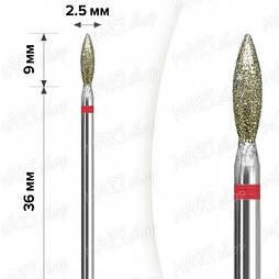 Фреза алмазна MART червоний, полум'я діаметр 2,5 мм