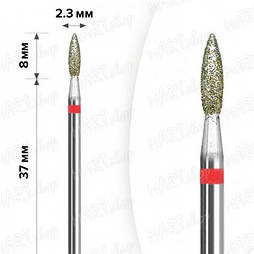 Фреза алмазна MART червоний, полум'я діаметр 2,3 мм