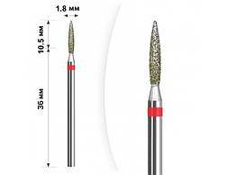 Фреза алмазна MART червоний, полум'я діаметр 1,8 мм