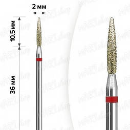 Фреза алмазна MART червоний, полум'я діаметр 2,0 мм