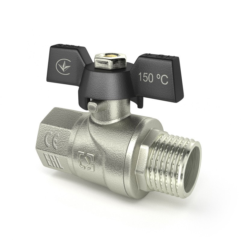 Кран кульовий 3/4" ЗР-ВР ручка "метелик" RAFTEC BLACK