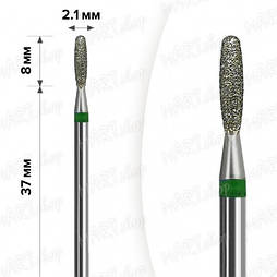 Фреза алмазна MART зелений, тупе полум'я діаметр 2,1 мм