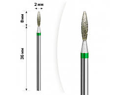 Фреза алмазна MART зелений, полум'я діаметр 2мм