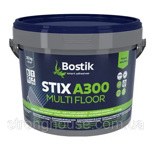 Bostik Stix A300 MultiFloor 20 кг клей Бостик Стікс А300 Мультифлур для підлогових покриттів із ПВХ