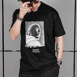 Чоловіча стильна футболка з принтом, розміри M, L, Xl, XXL, кольору чорний і білий