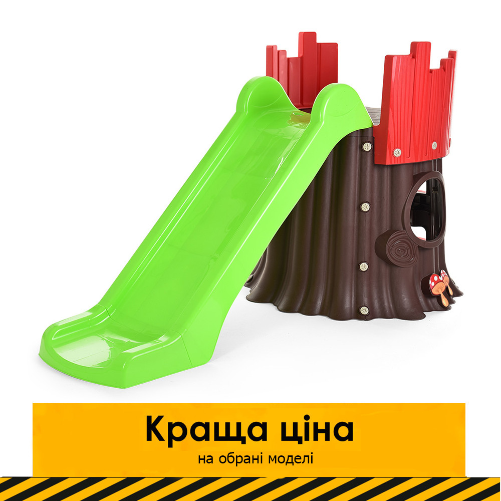Дитяча пластикова гірка TREE HOUSE 72-984 Зелена | Гірка-будиночок для дітей