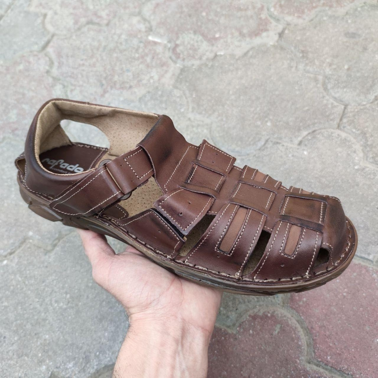 Сандалии большие размеры кожаные мужские летние коричневые Rafado ...