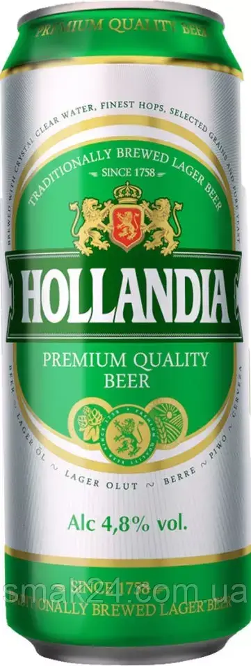 Пива Hollandia premium світле фільтроване 5,0% 0.5 л Нідерланди