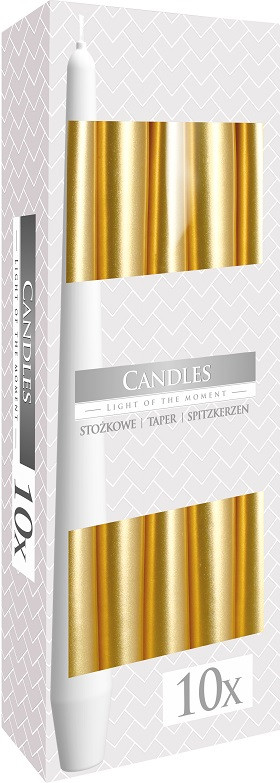 Свічка конічна золотиста 24,5 см 10 шт (s30-213)
