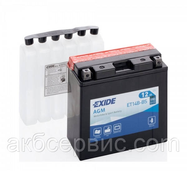 Mото акумулятор Exide 12 ah AGM ET14B-BS (сухозаряджений)