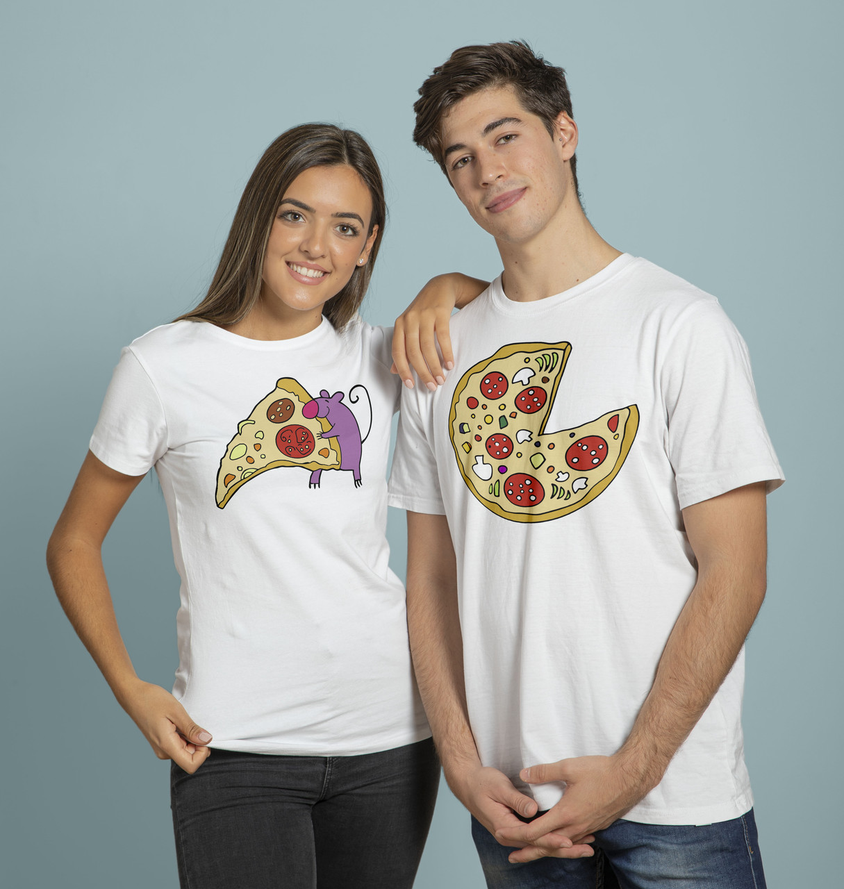 Парні футболки "Піца-піца ом-ном-ном"