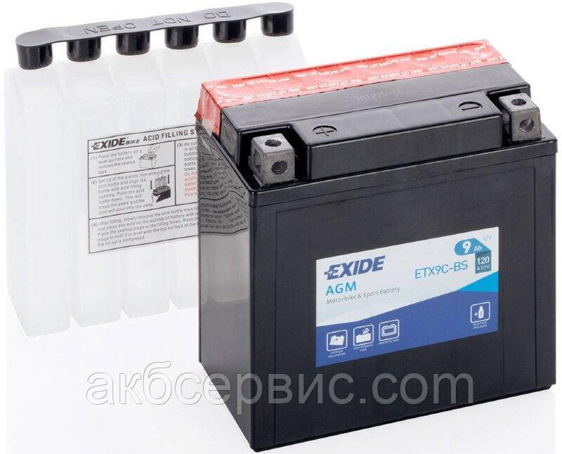 Mото акумулятор Exide 9 ah AGM ETX9C-BS (сухозаряджений)