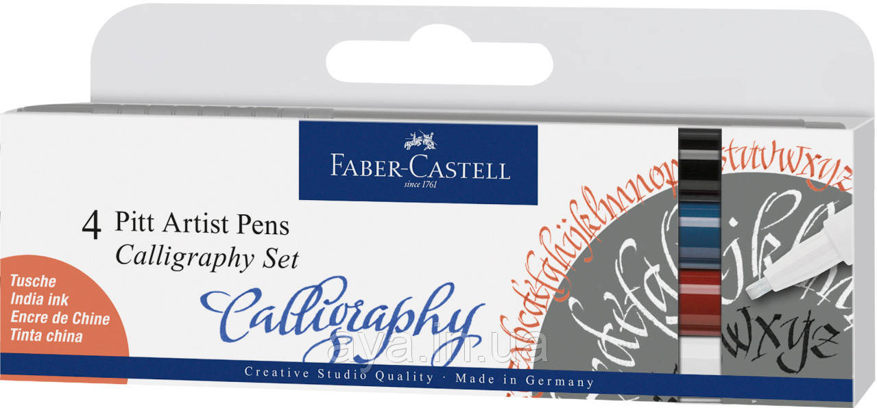 Набір ручок для каліграфії Faber-Castell PITT Calligraphy з 4 кольорів, 167504