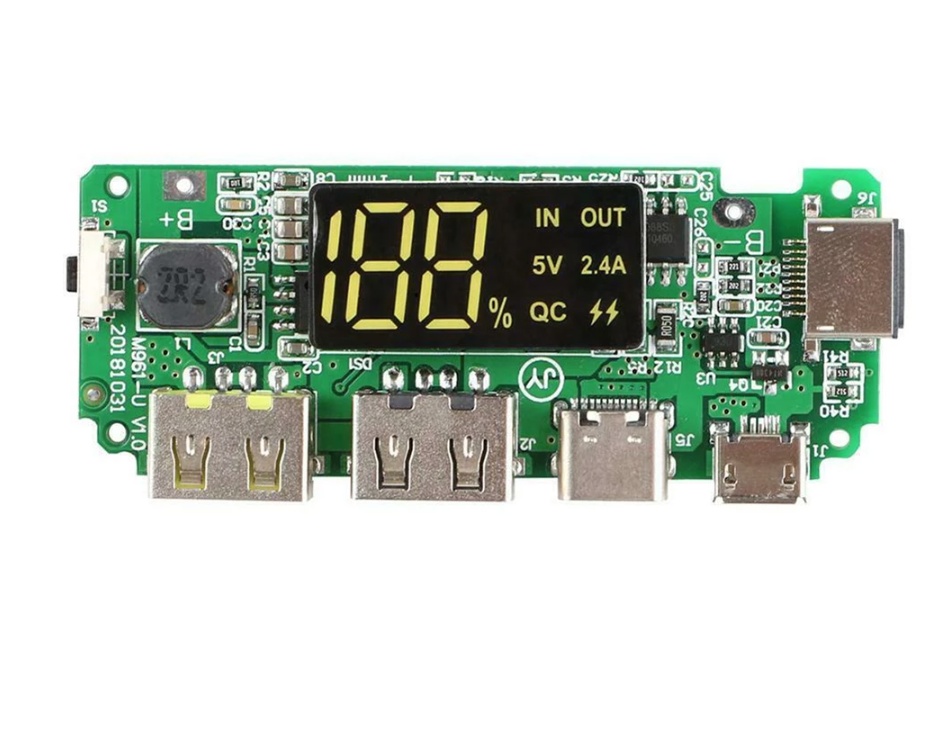 Контроллер зарядки плата повербанку Lithium Battery Charger LED Dual USB 5V 2.4A ремонт запчасти H961-U V6.0
