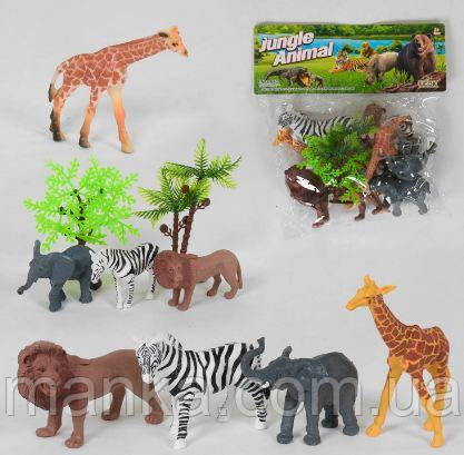 Набір диких тварин Y 281 S (96/2) 10 елементів, 8 тварин, аксесуари, в кульку, фото 1