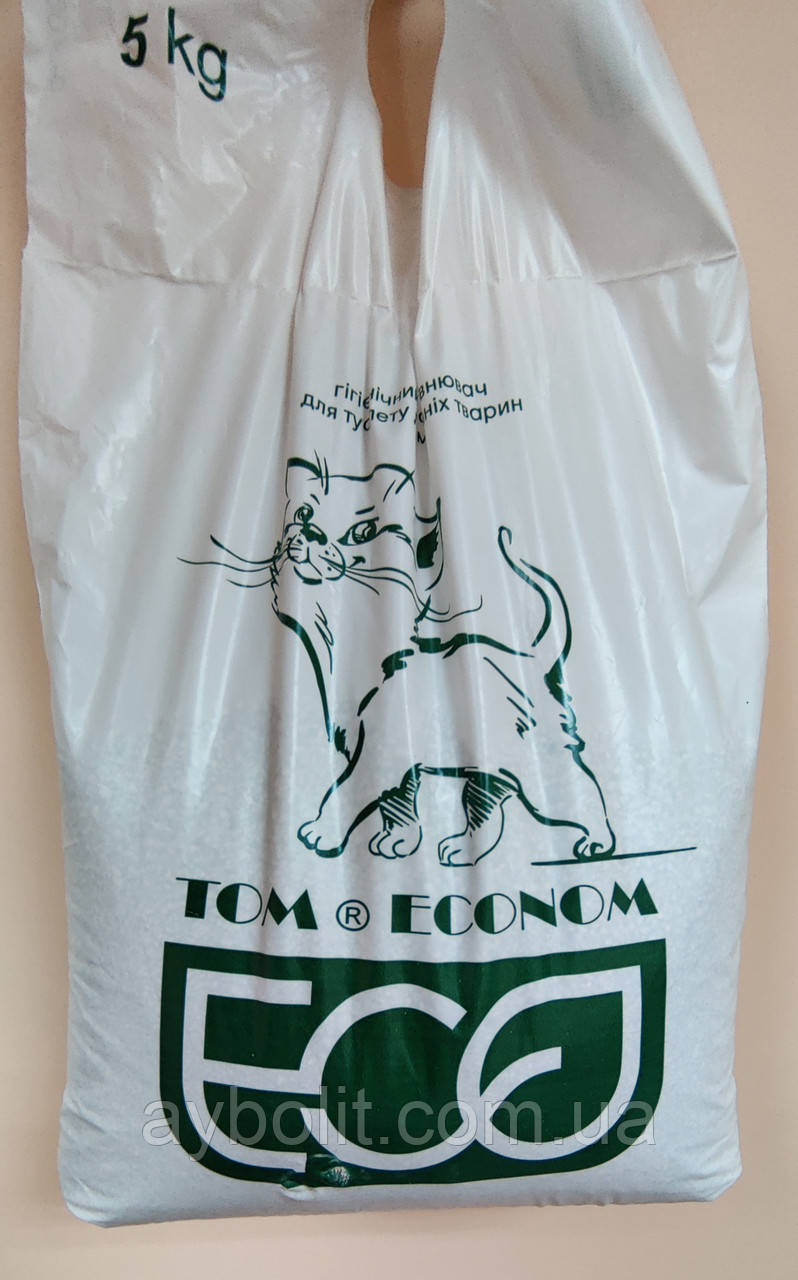 Бентонитовый наполнитель tom econom (eco) для кошачьего туалета, без аромата, 5 кг