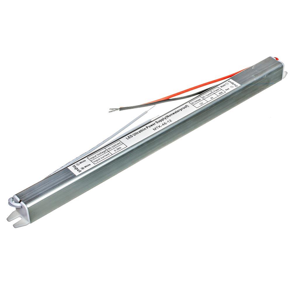 Блок живлення SLIM 12V, 48W, 4А, металевий корпус, IP20