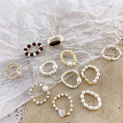 Плетене кільце з річкових перлів — різні моделі