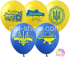 Воздушные шары Мікс Україна. 12" В упак.100.шт.