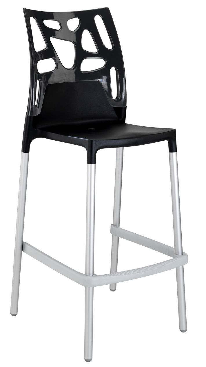 Барний стілець Papatya Ego-Rock чорне сидіння, верх чорний