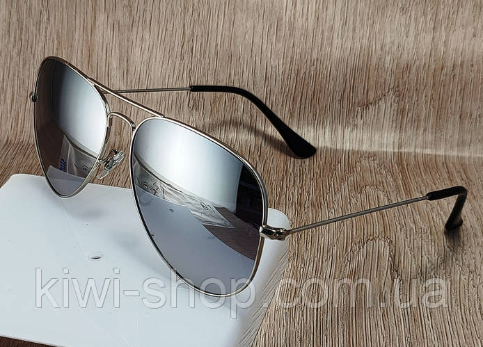 Купить Очки солнцезащитные Ray Ban Aviator капельки серые зеркальные ...