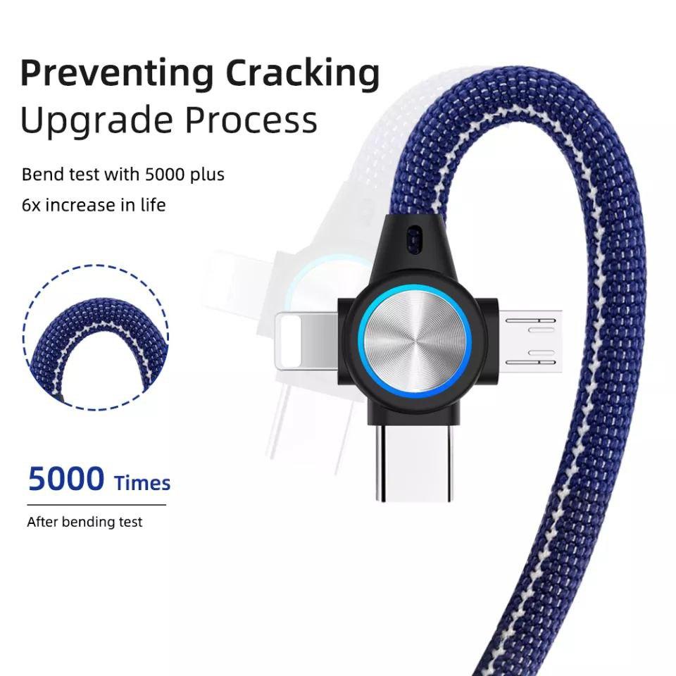 Купити 3в1 нейлоновий зарядний кабель, Micro USB, Lightning cable for ...