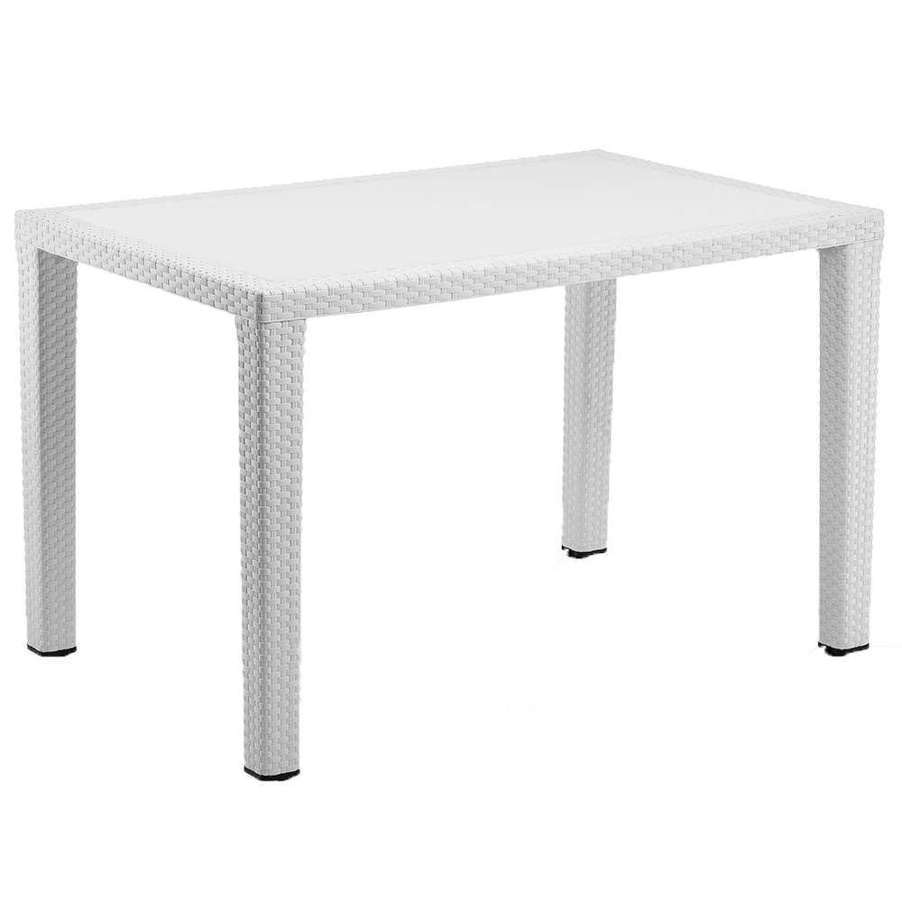 Стол Tilia Antares 80x120 см столешница из стекла, ножки пластиковые белая слоновая кость - фото 1 - id-p1630168883
