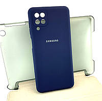 Чехол для Samsung Galaxy A12, A125, M12 накладка бампер силиконовый Silicone Full синий