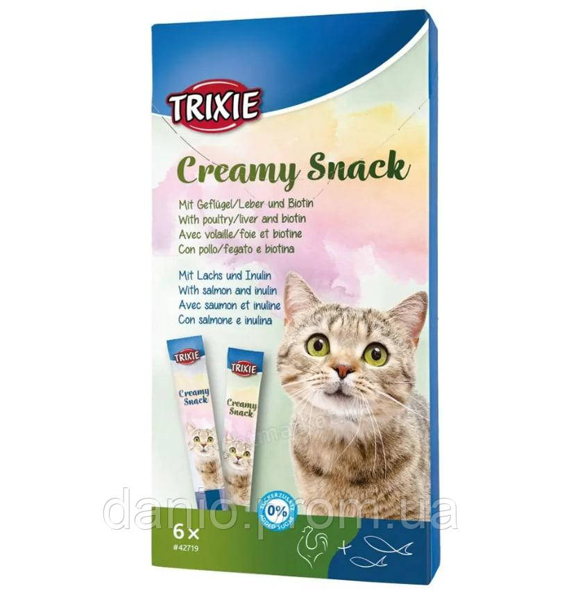 Лакомство для кошек Trixie Creamy Snacks с лососем и птицей, 15г/6шт - фото 1 - id-p1630213162