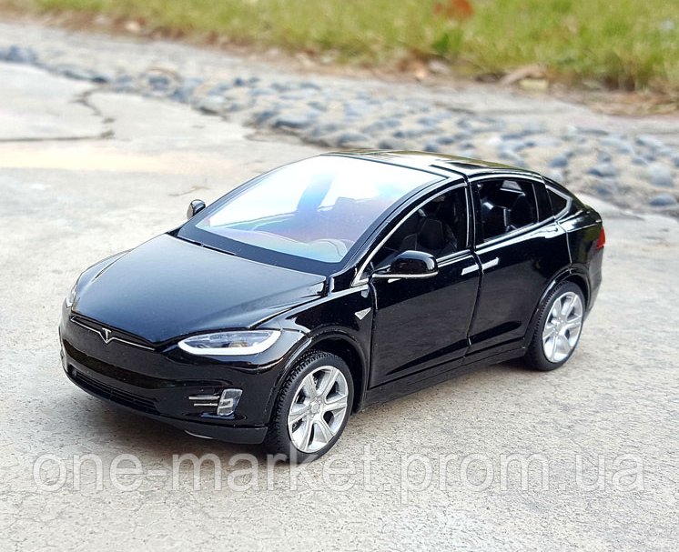 Колекційна машинка Тесла 1:32 Tesla Model X металева модель у подарунковій коробці