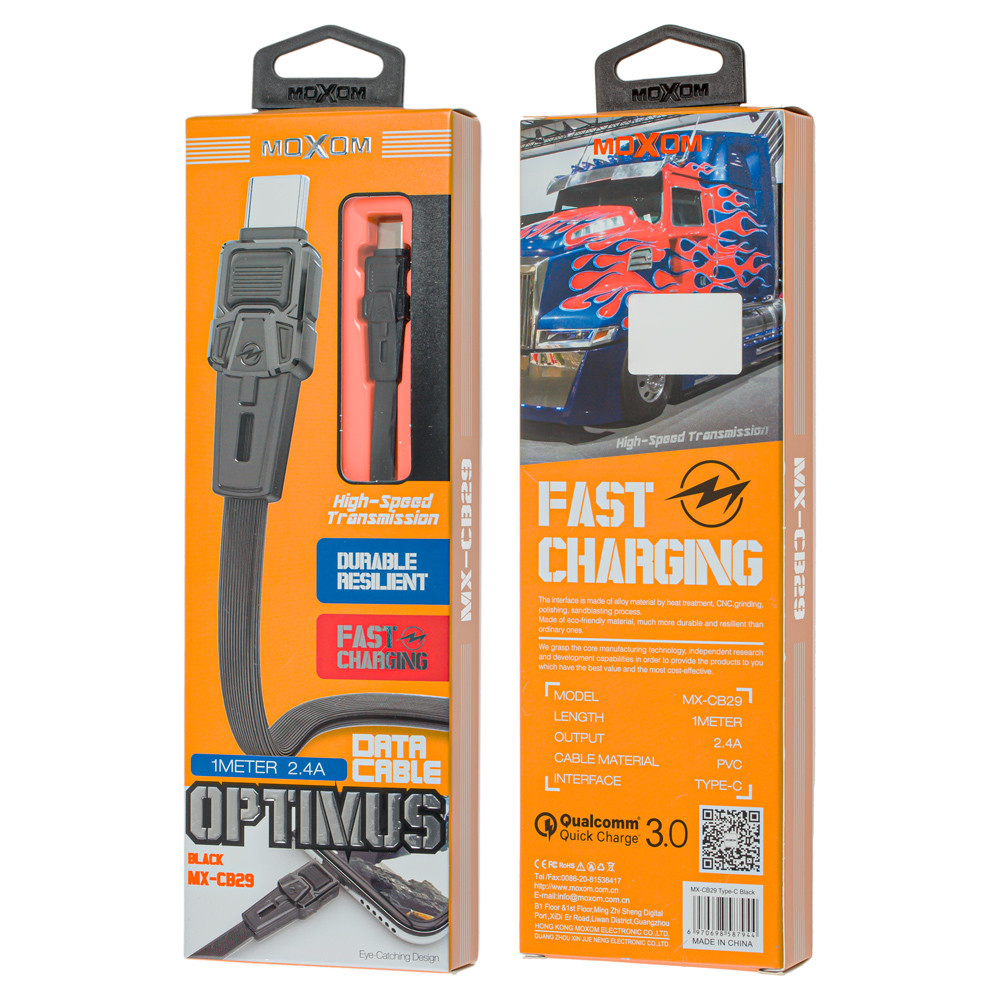 Кабель Moxom MX-CB29 Type-C 2.4A 1m Fast Charging