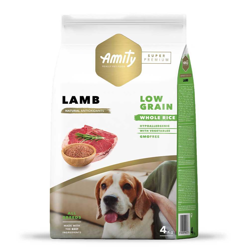Низькозерновий корм для собак усіх порід з ягням і рисом Amity Super Premium Lamb 4 кг