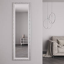 Дзеркало на стіну | в широкій рамі | біле з патиною срібла | 176х56 Black Mirror на повний зріст